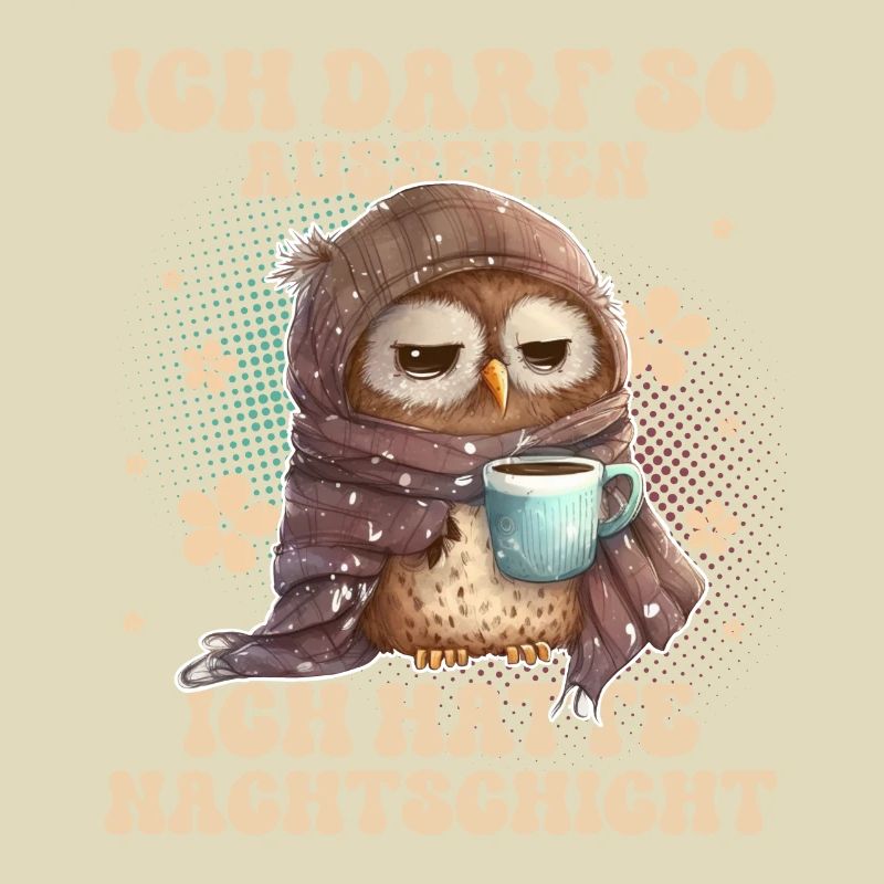 Eule Nachtschicht Müde Kaffee