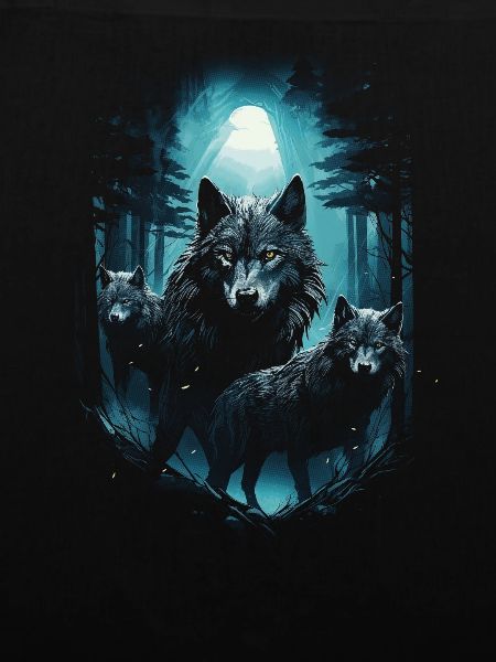 Dunkle Kunst Wolf Wald Mythisch