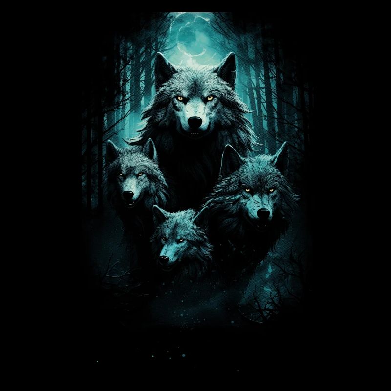 Fantasy Wolves Wolf Moonlight Illustration