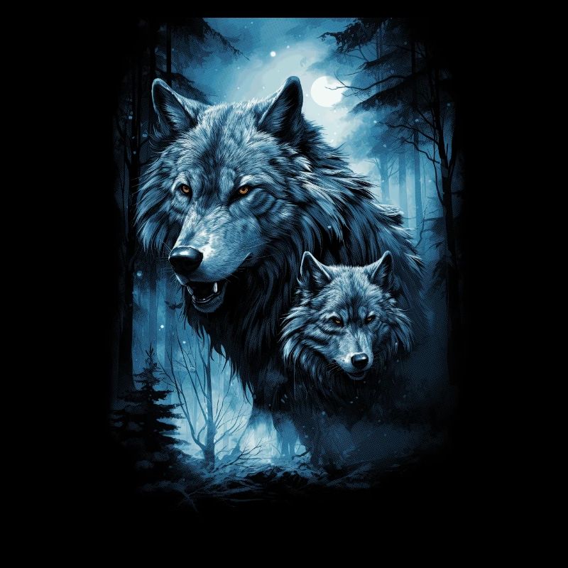 Dunkle Kunst Wolf Wald Mythisch