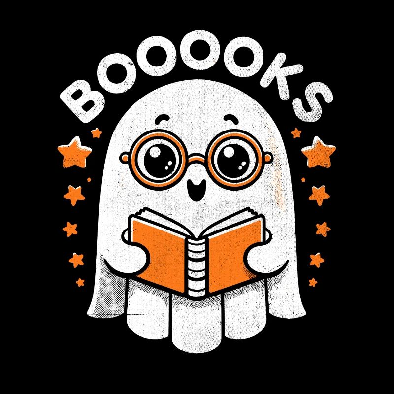 Booooks Ghost Halloween Book Bookworm Reading