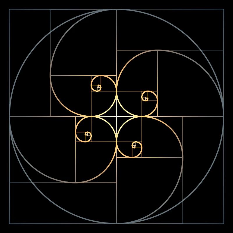 Fibonacci spirales géométrie de la section dorée Phi