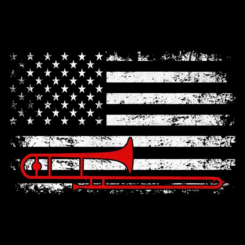 Trombonist Trombone Player American Flag Marching