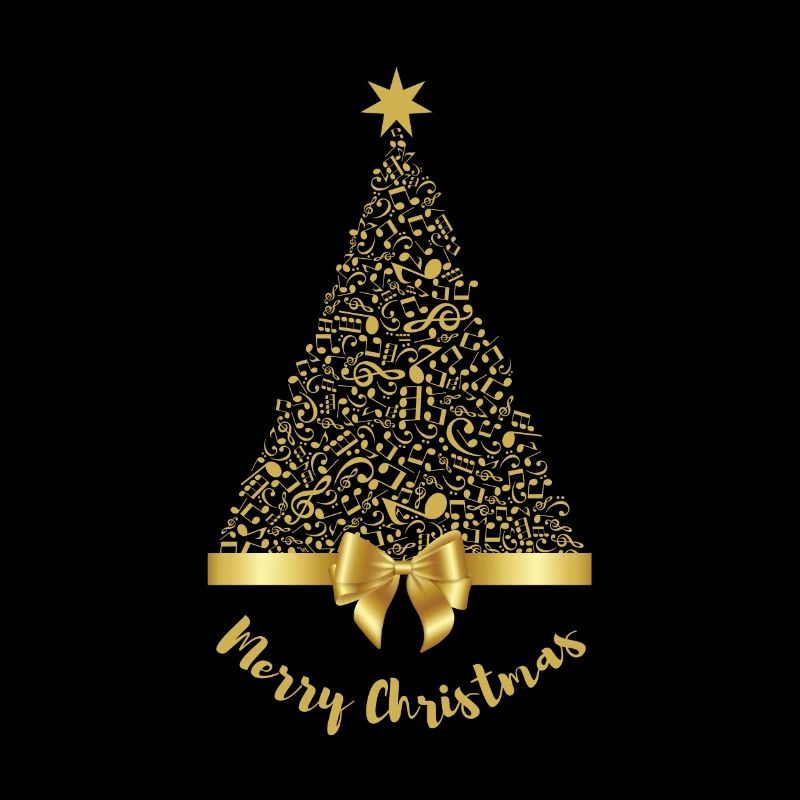 Joyeux Noël or Notes de musique arbre avec noeud