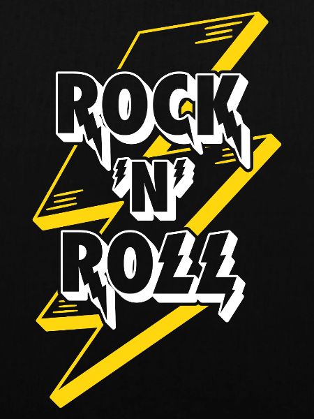 Rock'n'Roll Text Logo mit Blitz