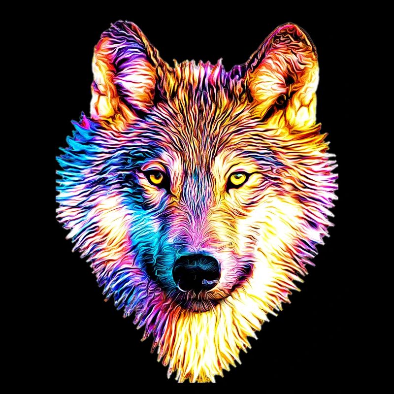 Wolf in Regenbogenflammen