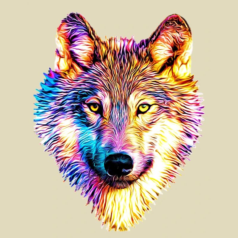 Wolf in Regenbogenflammen