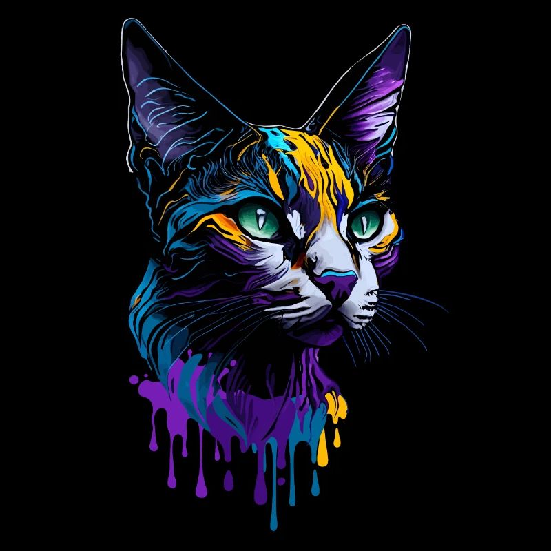 Bunte Katze Splash Art Devon Rex