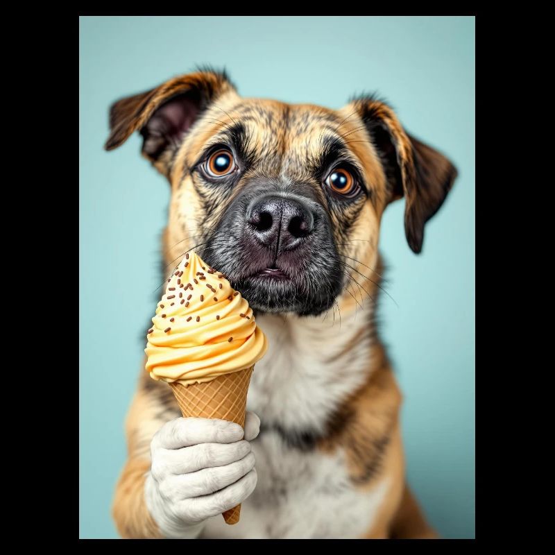 Hund mit Eis