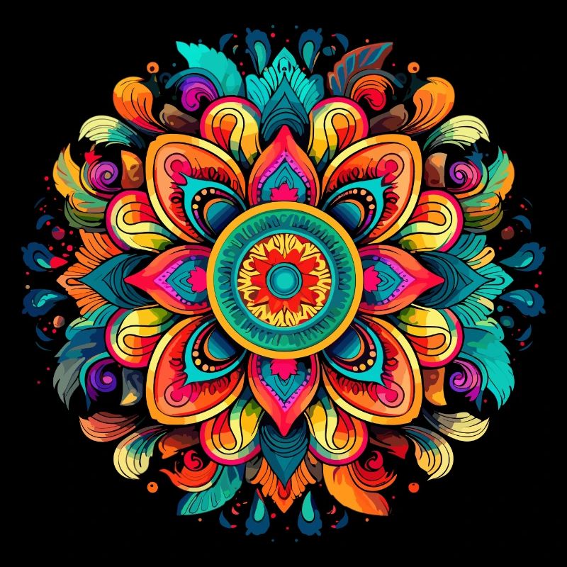 Buntes Mandala Lebendiges Blumenmuster