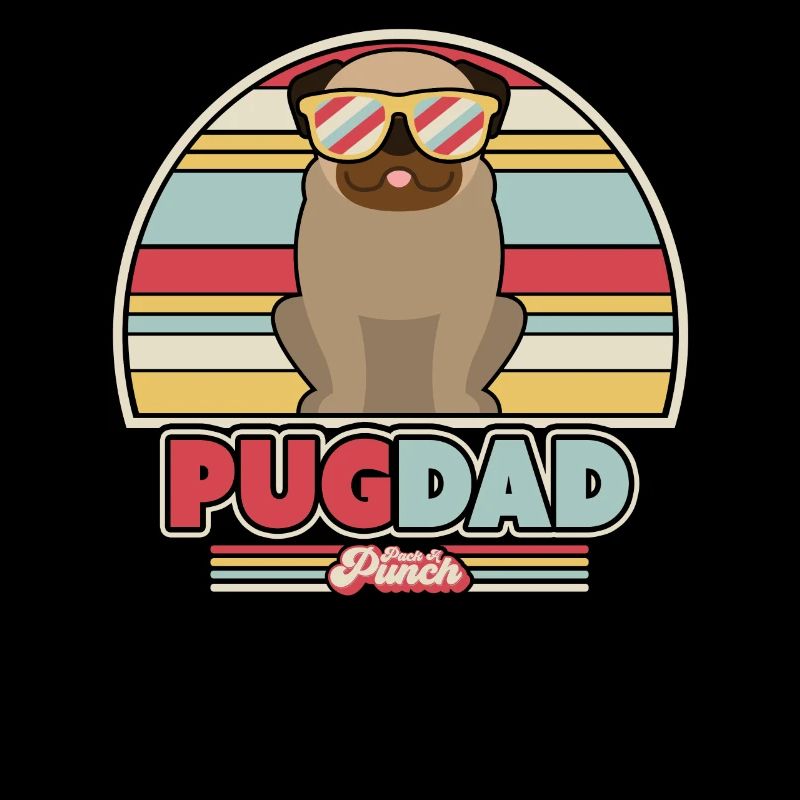 Pug Dad Graphic. Retro Style Design