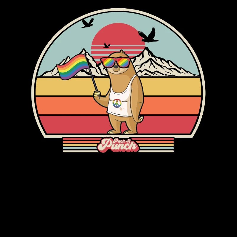 Impression LGBT Pride Sloth. Graphique de style rétro