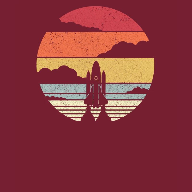 Conception de la navette spatiale. Lancement d'une fusée de style rétro