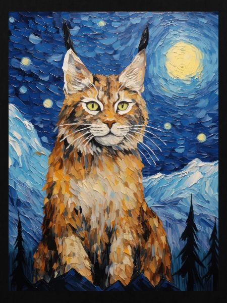 luchs, van gogh, sternennacht, tier