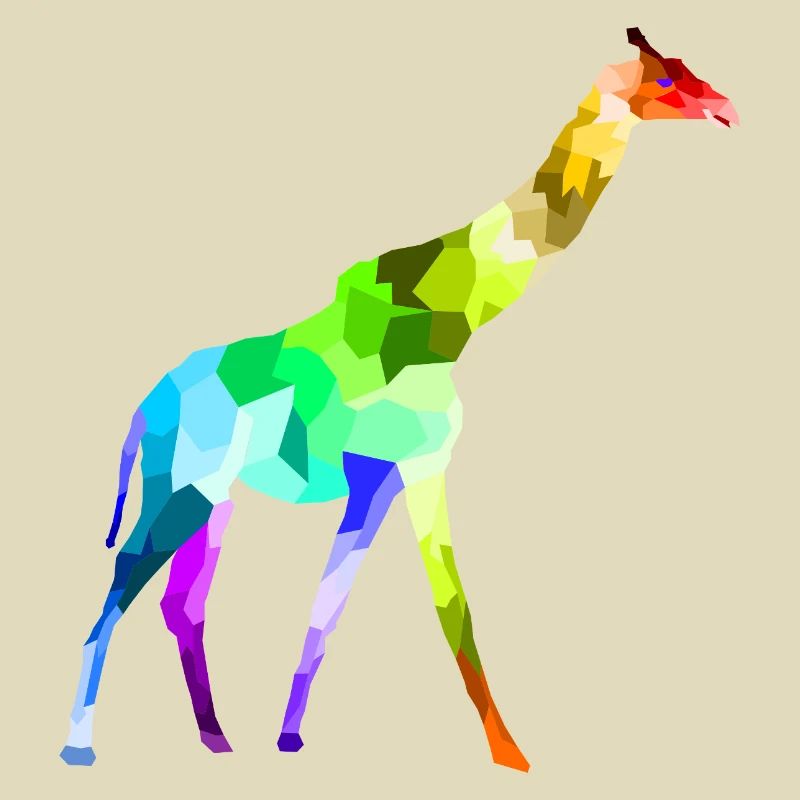 Colorful Rainbow Giraffe Animals Polygon