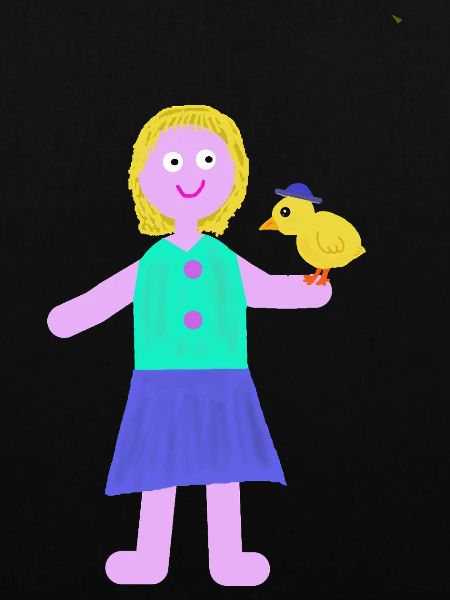 Lächelndes Mädchen Küken Huhn