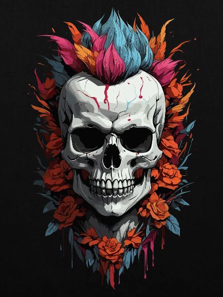 Schädel Blumen alternativ Punk Rock