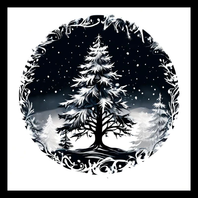 B&W Snowy-Tree Design