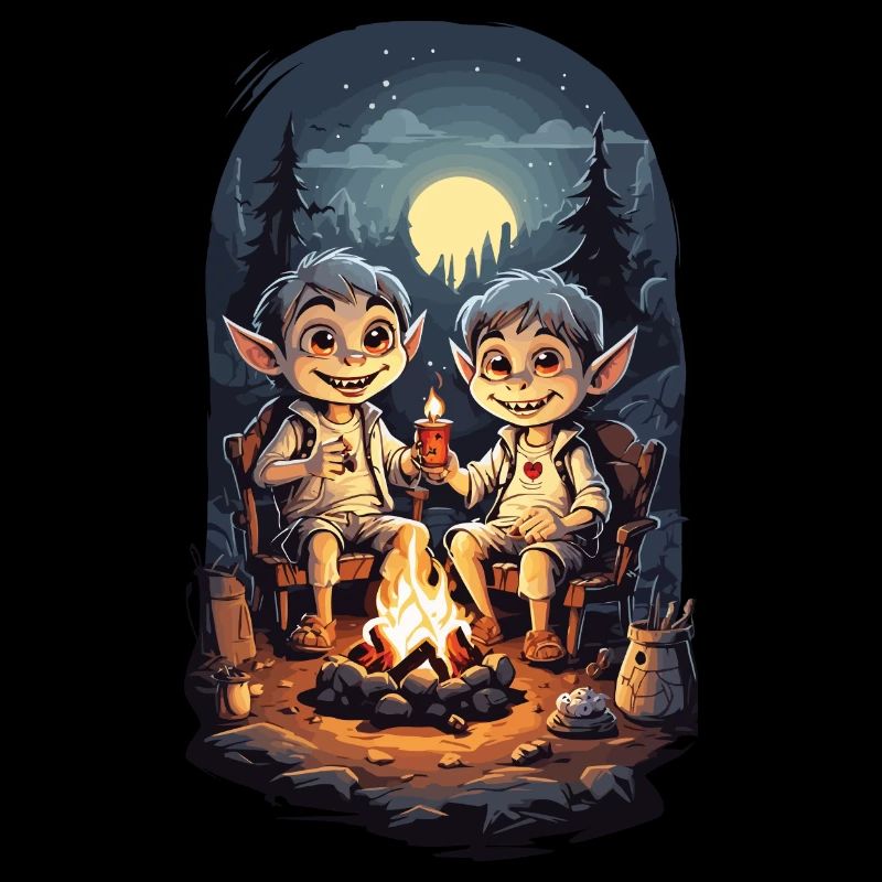 Halloween Camping Vampire Kinder Cartoon