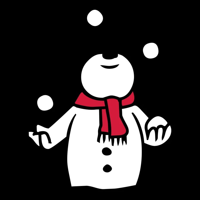 Schneemann jongliert mit Schneebällen