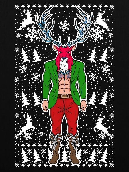 05 Hirsch Rudolf Mann Schneeflocken