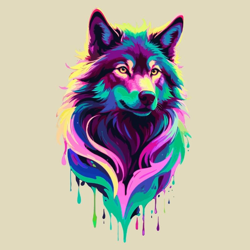 Colorful Wolf Graffiti Wolf Head