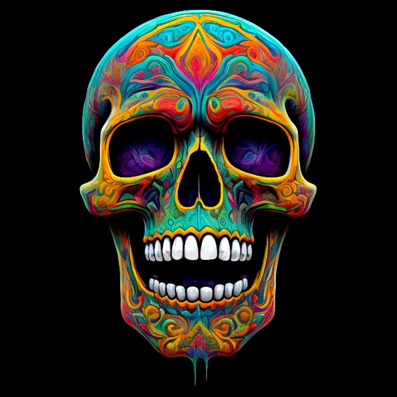 Totenkopf im psychedelischen Stil