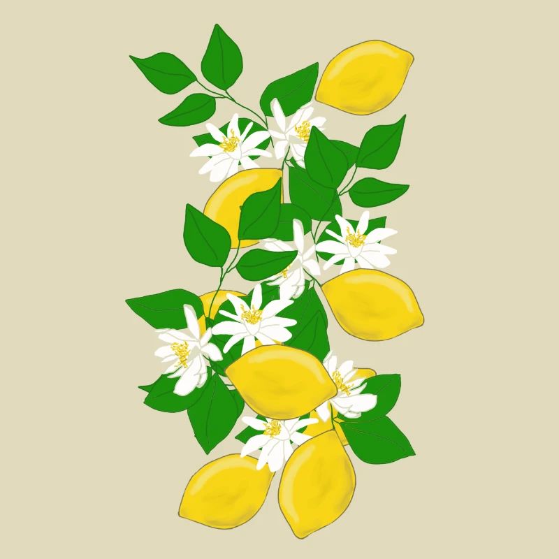 Citrons, branches, fleurs