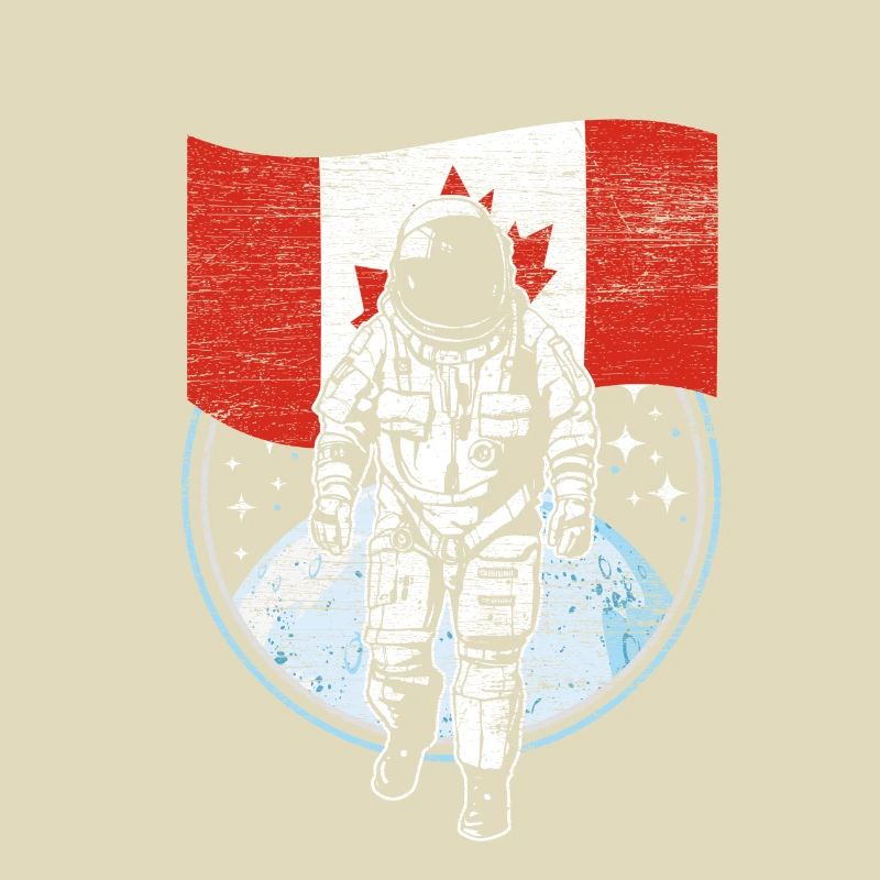 L'astronaute avec le drapeau du Canada dans l'espace