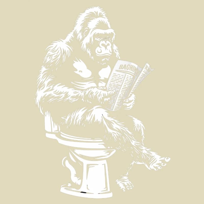Gorille réfléchi lisant le journal