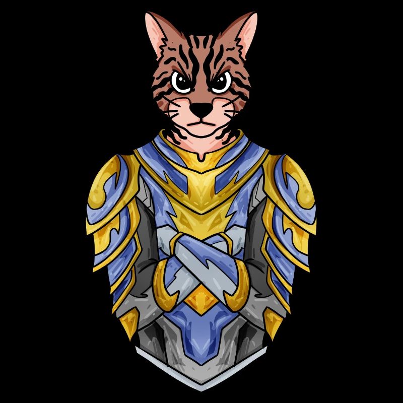 Chevalier Chat Chat Race Bengale Chat avec Armure