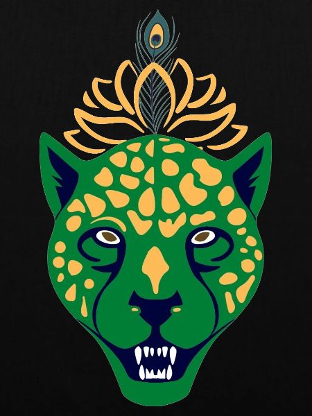 Grüner Leopard mit Feder