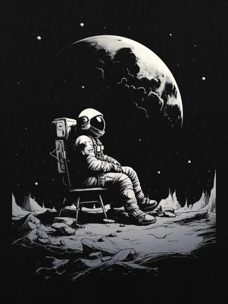 Astronaut sitzt auf dem Mond