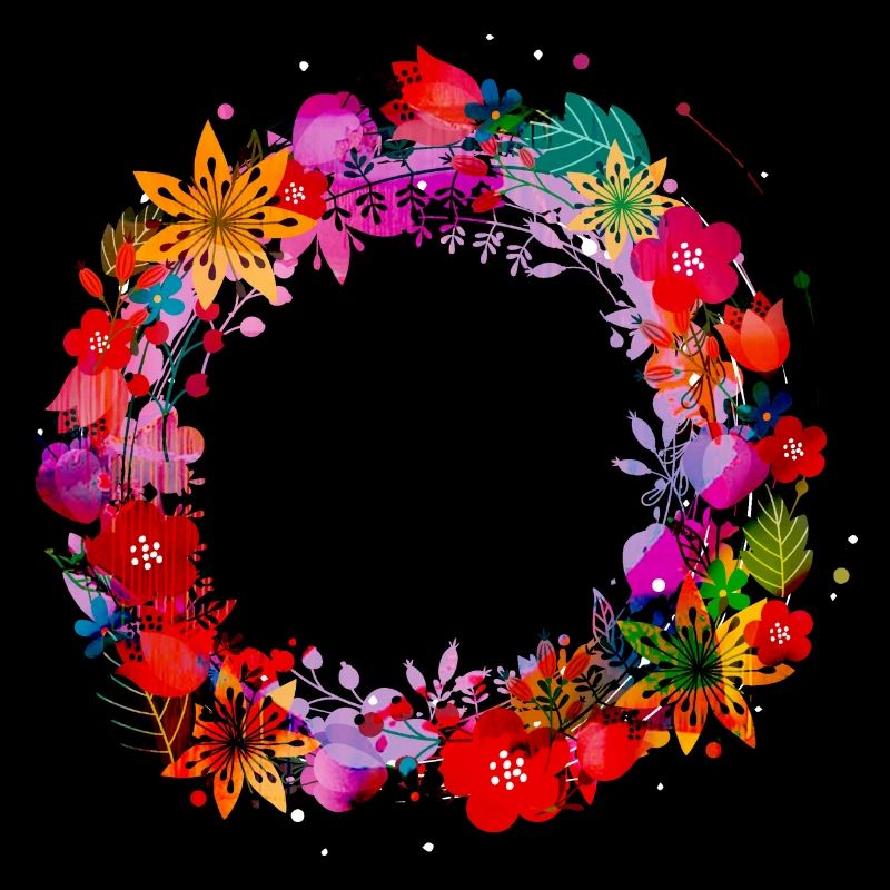 couronne de fleurs, vide, couronne, graffti, coloré, fleurs