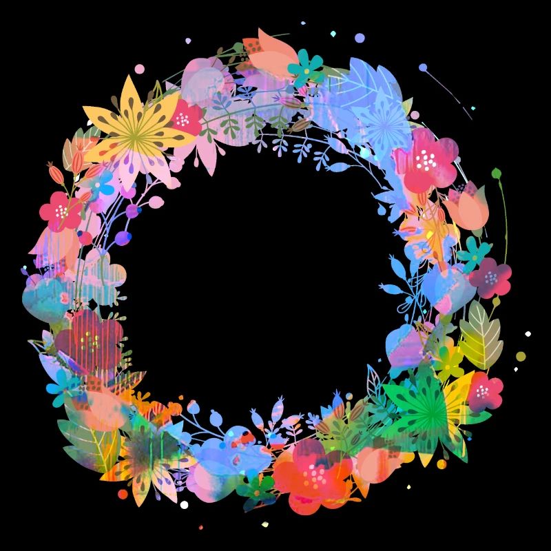 couronne de fleurs, vide, couronne, graffti, coloré, fleurs