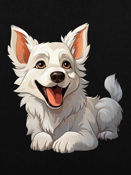 Kleiner liegender weißer Schäferhund