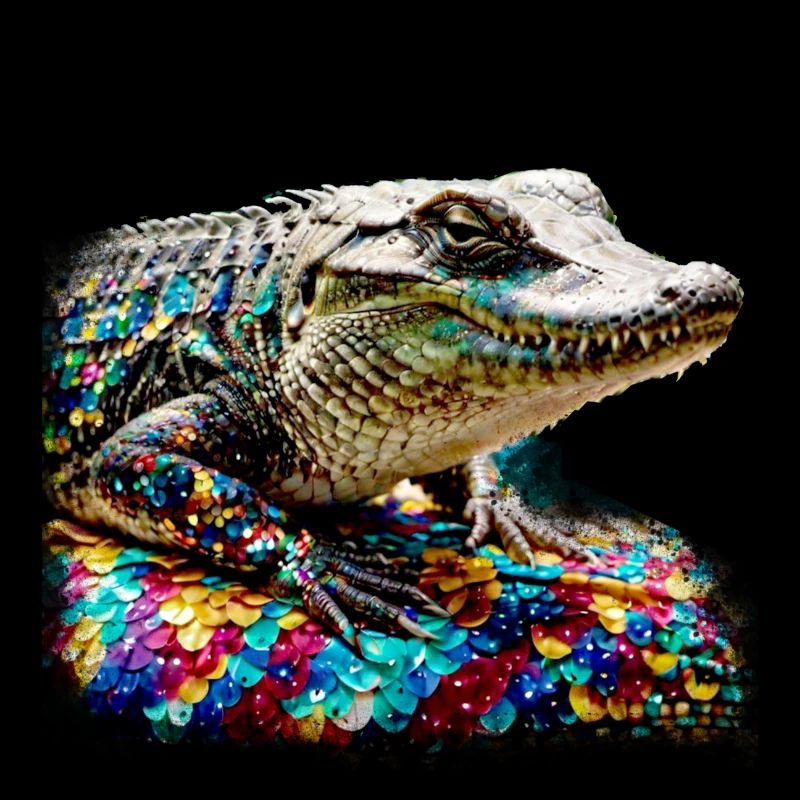 krokodil,bunt,pailetten,graffiti,gold,metallic