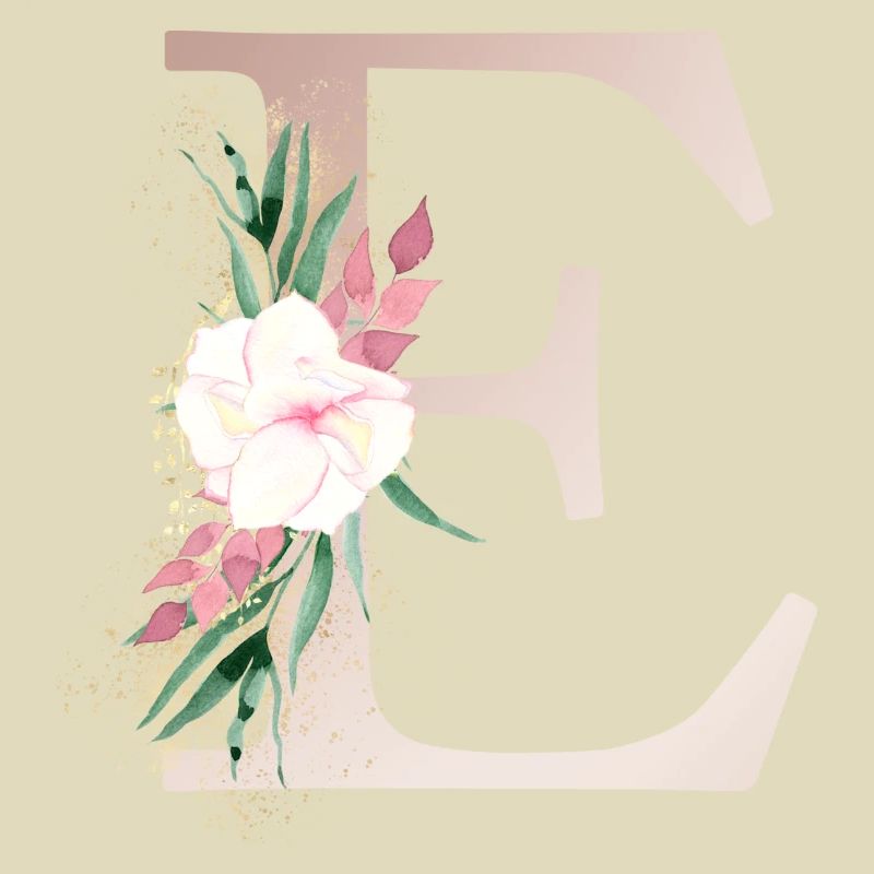 Customizable Monogram E Floral