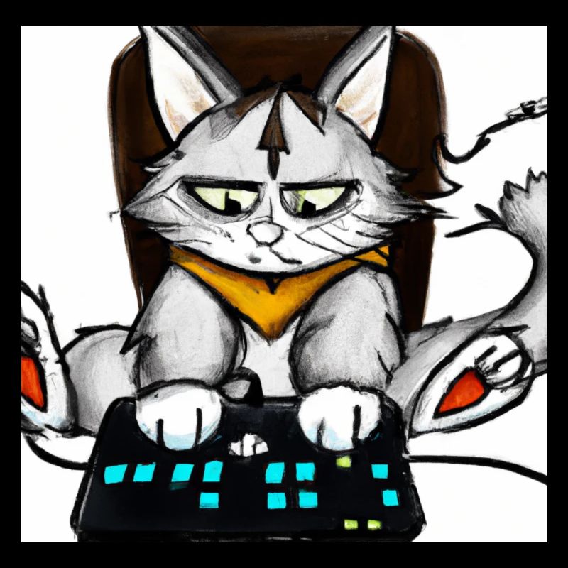 cat playing computer games comic