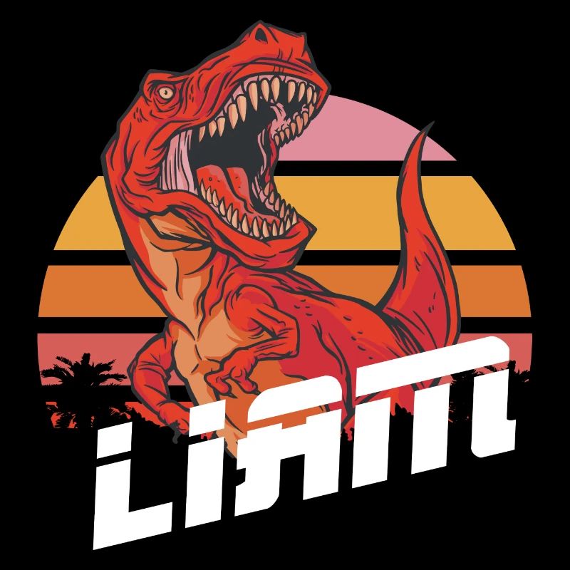 LIAM - Beautiful boy name with T-REX Dino