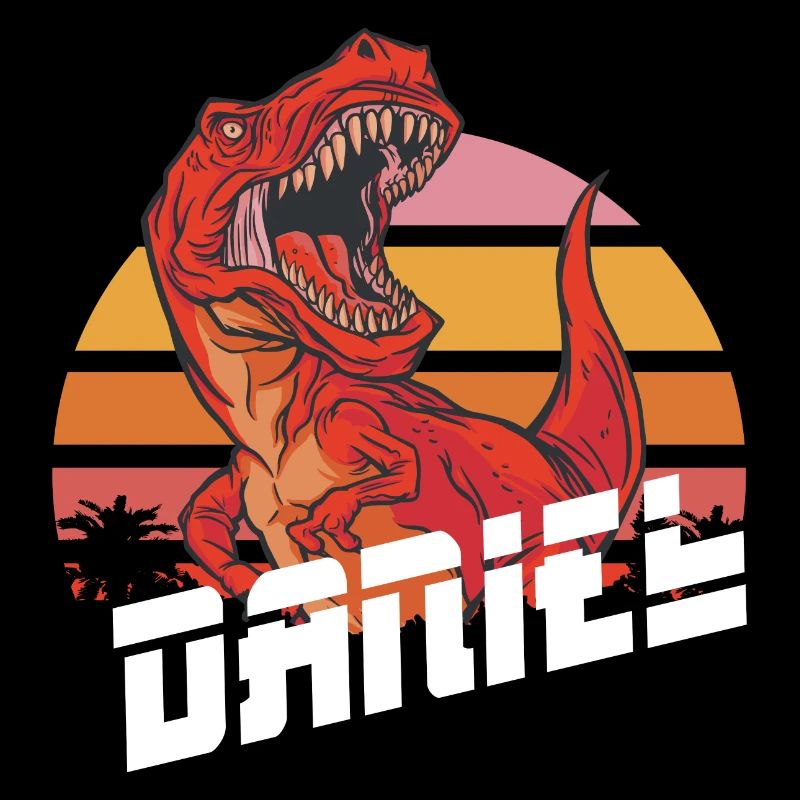 DANIEL - Beautiful boy name with T-REX Dino