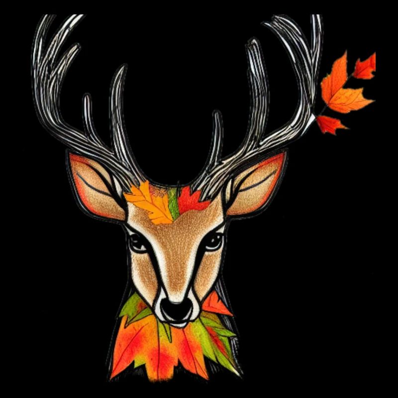 Deerhead en automne Cerf Bois de chèvre Faon 2