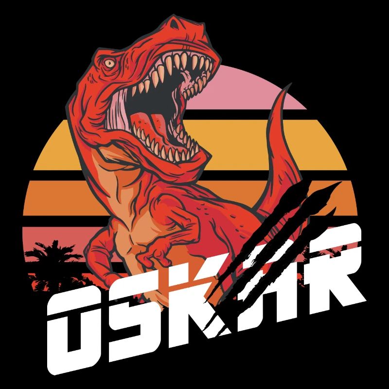 OSKAR - Beautiful boy name with T-REX Dino
