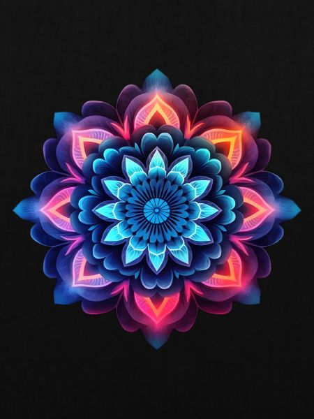 Mandala bunte Blume Neon