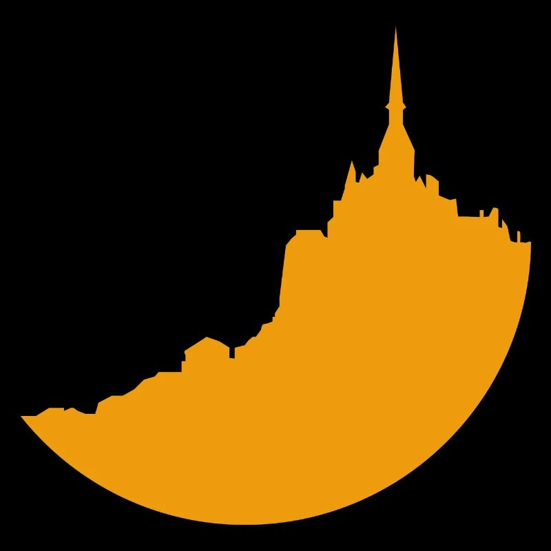 Mont Saint Michel mit gelber Silhouette