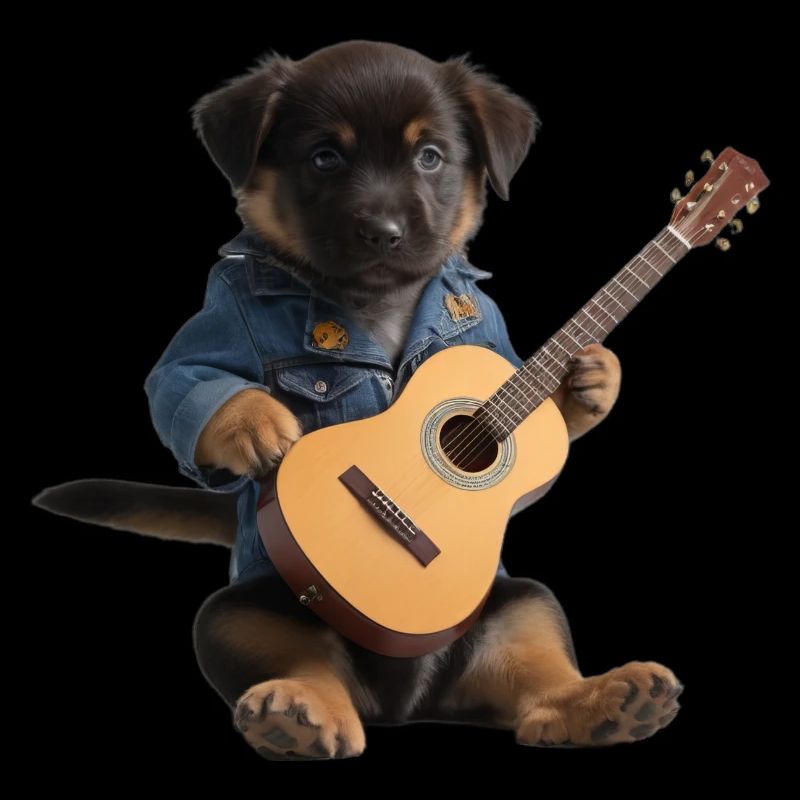 chiot chien guitare