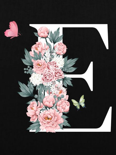 Buchstabe e rosa Blumen