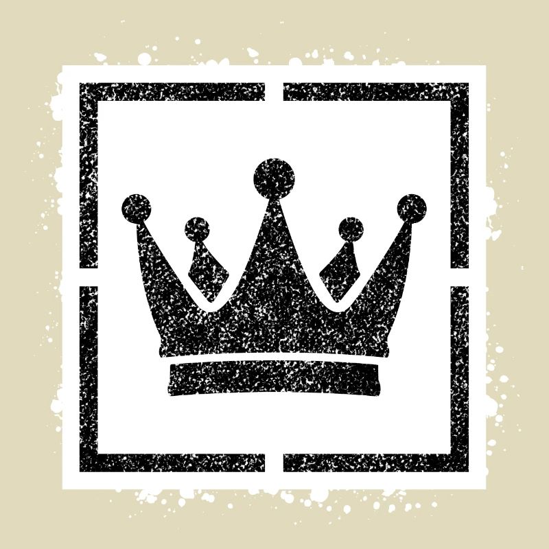 Sponge stencil Crown inside square