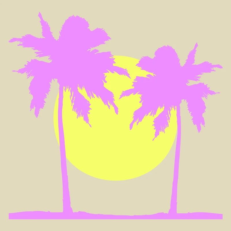 Two Palm Trees Island Sun Sunset Round Pink
