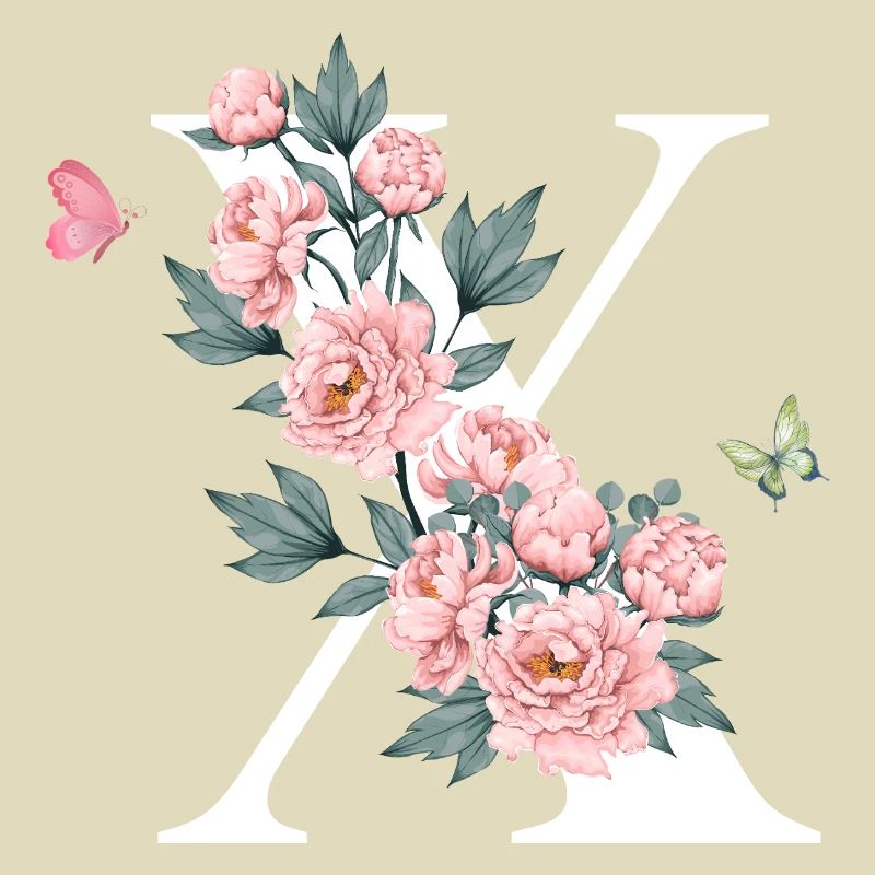Buchstabe x Rosa Blumen